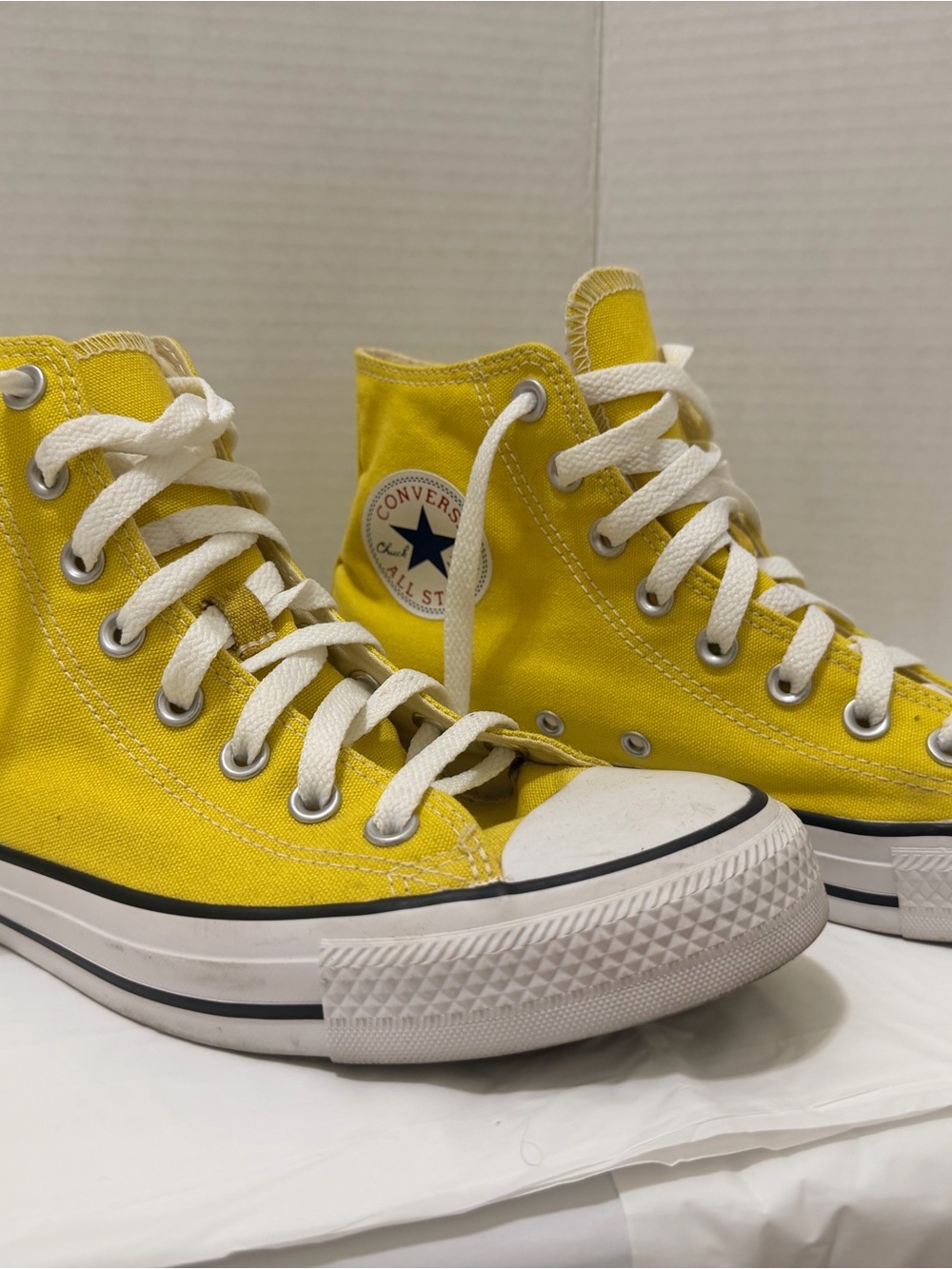 Converse High Top Sneakers in Yellow with White Accents
